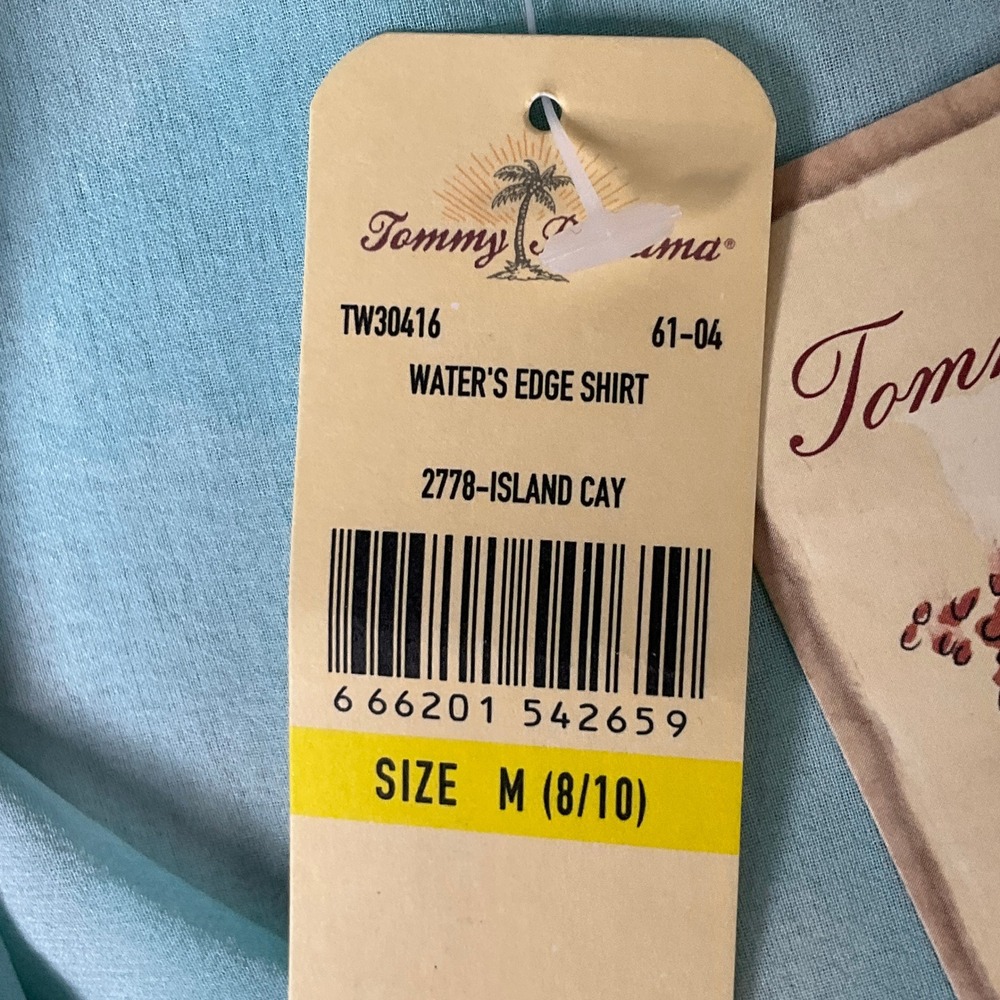 Tommy Bahama Water's Edge Blouse Sz M Blue Silk Chiffon Ocean Beach Coastal NEW - Picture 8 of 14